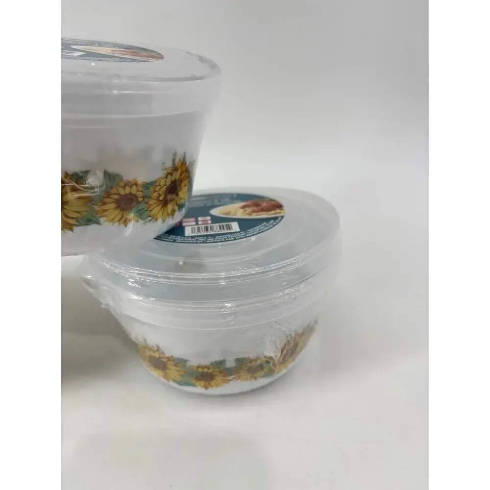 Surefresh Sunflower plastic Containers & Lids 2.27 Cups 18.2 fl oz Yellow Flower
